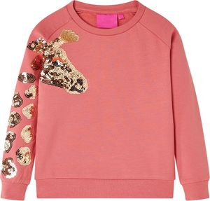 vidaXL Kinder-Sweatshirt mit Giraffe aus Pailletten Altrosa 128