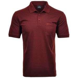 RAGMAN Herren Poloshirt - Oberteil, Softknit-Polo, Baumwollmischung, Brusttasche, Knopfleiste, kurz, einfarbig Rot 5XL