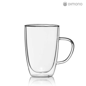 Doppelwandige Tasse 300ml Teetasse Thermotasse Kaffeetasse Glastasse mundgeblasen von Dimono® (2 Stück)
