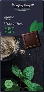 Bittere vegane Schokolade mit Minze und glutenfreiem Maca 70 g Benjamissimo