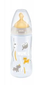 Anti-Kolik-Babyflasche mit Temperaturanzeige First Choice + 300 ml 0-6m Animals Nuk