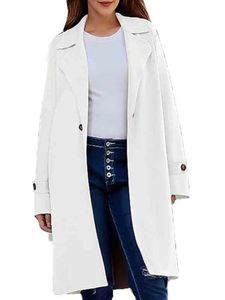 Damen Wintermantel Outwear Casual Trenchcoats Warme Strickjacke Jacke Outdoor Overcoat Weiß,Größe XL