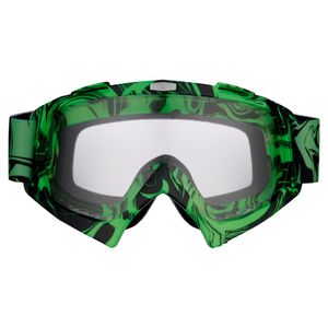 Designer Motocross Brille grün mit klarem Glas