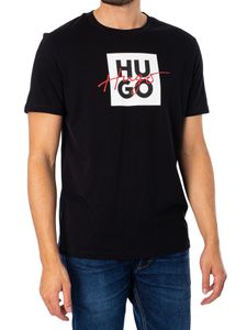 HUGO Herren Dalpaka-Grafik-T-Shirt, Schwarz