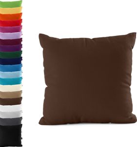 DOPPELPACK Kissenbezüge 80x80cm JERSEY Kissenbezug 100% Baumwolle 160gr/m² Kissenhülle Kissen, Farbe: Braun