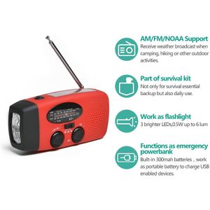 Multifunkční přenosné venkovní rádio pro nouzové situace s ruční LED svítilnou Powerbank FM/AM nouzové rádio