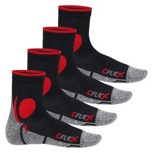 CFLEX Damen und Herren Running Funktions-Socken (4 Paar) Laufsocken - Schwarz-Rot 39-42