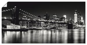 Melanie Viola: Nächtliche Skyline MANHATTAN schwarz-weiß, Produkt:Poster, Größe (HxB):50x100 cm / Poster