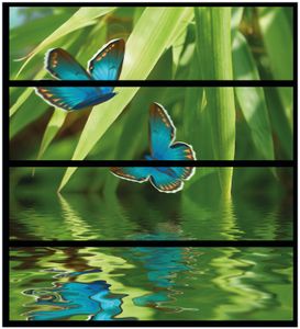 Wallario Möbelfolie / Aufkleber, geeignet für Ikea Malm Kommode mit 4 Schubfächern - Schmetterlinge in Reflektion