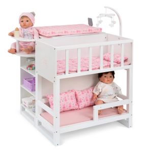 ELLA & PIET® Großes Puppenpflegecenter NURSERY 6in1 aus Holz (Weiß-Rosa)