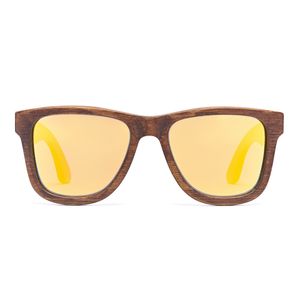 Bonizetti Herren Sonnenbrille Bambus Braun Glasfarbe gelb MADRID - 143mm Männer, Sunglasses, Sommer Accessoires, Naturmaterialien