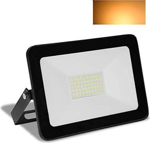 Clanmacy 50W Warmweiss LED Strahler Aussenstrahler Flutlichtstrahler IP65 Wasserdicht LED Scheinwerfer 3000K 4000LM fuer Garten, Garage, Spielplatz, Party