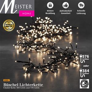 Meisterhome® LED Weihnachten Lichterkette Warmweiß Weihnacht Party, Model: Büschel Lichterkette Cluster - 384 LED - 2.5m + 2.5m Zuleitung