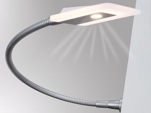 kalb | LED Bettleuchte silber od. chrom mit Schwanenhals Leseleuchte Flexleuchte Nachttischlampe