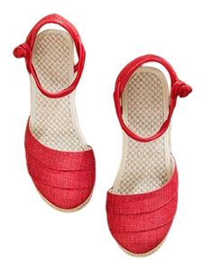 Damen Knöchelgurt Pumpen Schuhe Hochzeit Keil Espadrilles Sandalen Komfort Plattform Sandalen