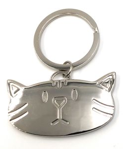 Onwomania Schlüsselanhänger Katze Kopf silber sweet Metall Anhänger Charm