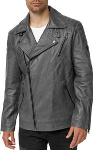 Tazzio Herren Lederjacke Biker-Look 19713 Anthrazit L