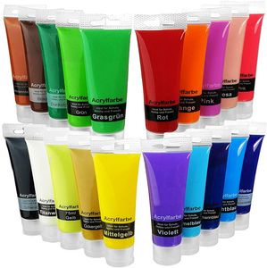 Hochwertiges Acrylfarben Set bunt - 20 Farben je 75ml - Acrylfarbe auf Wasserbasis - schnelltrocknend - hochdeckend - starke Farbkraft