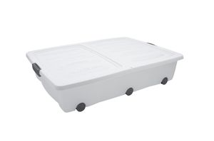 Truhlica pod posteľ XXL so sklápacím uzáverom biela - 60 litrov - úložný box na kolieskach Box na hračky pod posteľ