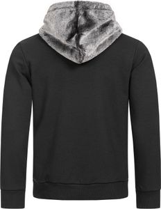 Red Bridge Herren Velour Hoodie Kapuzenpullover Sweater Fur Hooded Schwarz XXL