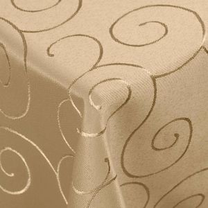 DecoHomeTextil Kringel Circle Tafeldecke Ornamente Damast Tischdecke Nougat Eckig 160 x 160 cm