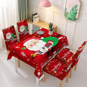 Wasserdichte Weihnachtstischdecke mit Weihnachtsmuster für Heimtextilien, 140*210 cm, rot