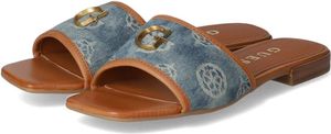 Guess Damen Pantoletten Blau Textil-Synthetik-Mix Größe: 37