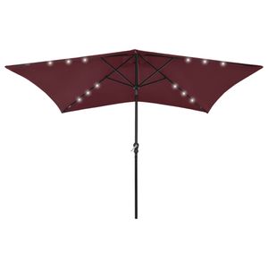 DesignMöbel - Rot Klassische Sonnenschirm mit LEDs und Stahl-Mast Bordeauxrot 2x3 m -{200x300x247 cm}KAUF26539