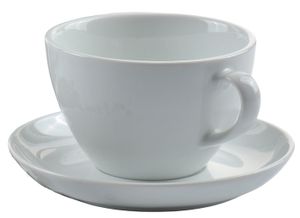 Jumbotasse 400ml  mit Untertasse Porzellan - Teetasse - Milchkaffee Tasse