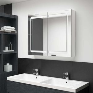 vidaXL LED-Spiegelschrank fürs Bad Glänzend Weiß 80x12x68 cm vidaXL LED-Spiegelschrank fürs Bad Glänzend Weiß 80x12x68 cm