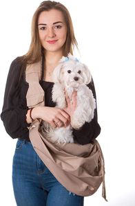 PillowPrim Tragetuch Hund, Katze Haustier Hand Schleuderträger Schultertasche Fronttasche hundetragebeutel Beige