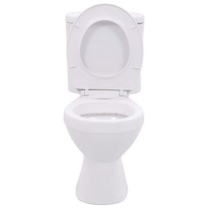 |NEW 2022| Universell Stand-WC mit Spülkasten und Soft-Close-Sitz Keramik Weiß ,mit modernes Stil,in Zuhause von Deutschland 【Kompakt und Zeitlos】"NEU MALL II"