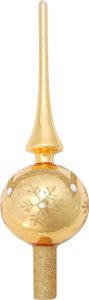 Krebs Glas Lauscha Christbaumspitze - Gold Glänzend - aus Glas - ca. 28cm - für ein edles Finish am Baum