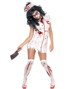 - Zombie - Nurse Costume, Farbe:Rot - Weiss, Größe:S