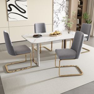 Flieks konzolové židle sada 4 kusů, jídelní židle se zlatými kovovými nohami, čalouněné židle se sametovým potahem, kuchyňské židle, židle do obývacího pokoje, béžová barva