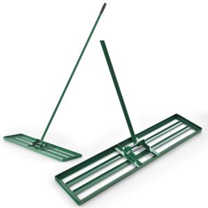 COSTWAY Rasen Nivellierrechen Metall, Rasenwerkzeug mit ergonomischem Griff, Nivellierung von Sand Boden, Levelingrake Flächenebner Grün 106x25cm