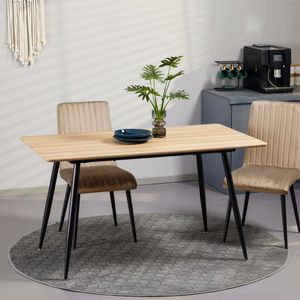 Homcom Skandi design jedálenský stôl, kuchynský stôl, pre 4 osoby, vzhľad dreva, 140 cm x 80 cm x 76 cm, prírodná + čierna farba