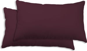 2er Set Kissenbezug Kissenhülle 40x80 cm bordeaux Uni Kopfkissenbezug Baumwolle