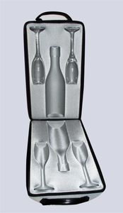 Getränkekühleinheit Picknickkorb Reiseset für Champagner-Flasche mit 2 Gläsern