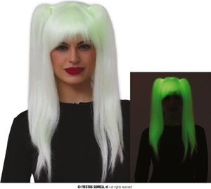 Anime Held Lang Haar Cosplay Grün Weiß Perücke Party Kostüm Karneval Futuristisch Nacht Glanz Uni Spaß Verkleidung Shine Einzigartig Style, Farbe: Weiß