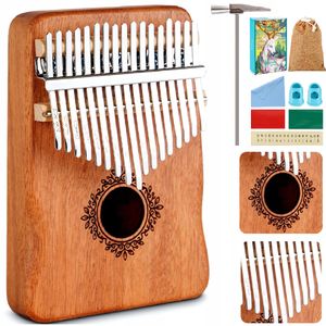 Kalimba africký hudební nástroj sada 17 kusů, dřevo, ideální pro začátečníky a děti, ruční klavír, sada kalimba s příslušenstvím vysoká kvalita
