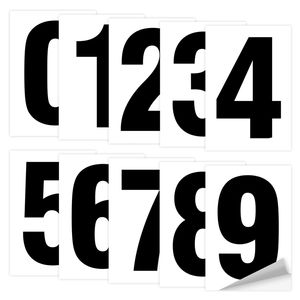 Zahlen 0-9 schwarz auf weiß 12 cm hoch Aufkleber