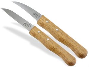 Gemüsemesser 2er Set aus Solingen Obstmesser Schälmesser Allzweckmesser Universal Messer mit Rostfreier Messerklinge Küchenmesser mit Holzgriff aus Buche