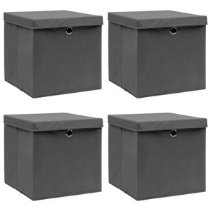 Ankonbej Aufbewahrungsboxen mit Deckel 4 Stk. Grau 32×32×32 cm Stoff