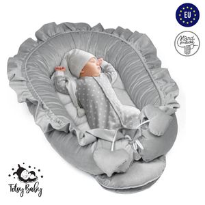 Babynest Nestchen Baby Nest Babynestchen Kokon Kuschelnest für Neugeborene Babybett handmade Velvet Grau
