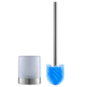 LOOMAID WC-Bürste Silikonkopf Edelstahl/blau mit Bürstenhalter