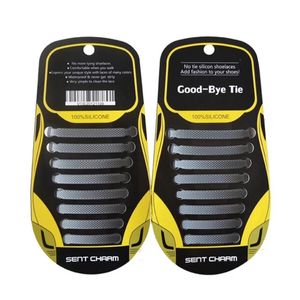 Elastische Schnürsenkel Silikon Gummi Schleifenlose Schuhbänder ohne Binden Flach, Grau
