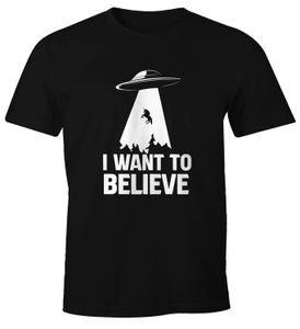 Herren T-Shirt UFO Einhorn I Want To Believe Fun-Shirt Moonworks®  L