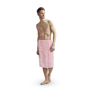 Sauna Kilt Herren "Flauschig" ( Rosa ) - 60x145cm One Size - Saunahandtuch mit Gummizug und Knopfverschluss - Saunatuch Knielang