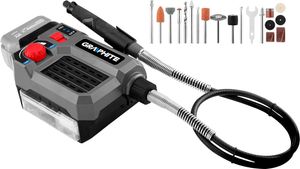 GRAPHITE Akku-Minischleifer 18 V für Feinarbeiten: Schleifen, Trennen, Gravieren, Entrosten, Fräsen, geschwindigkeit 5000-33000/min, flexible Welle